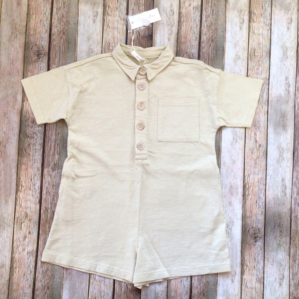 NWT Rylee + Cru Lemon Collared Button Romper